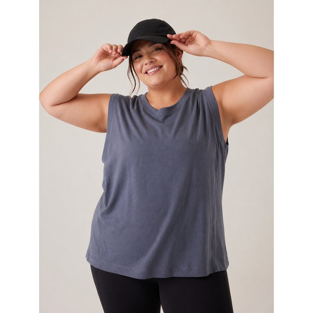Athleta BlueGray Seasoft Workout Top 3X Tencel Modal Blend Oversized Active Tee